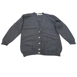 Vintage Forenza 80s 90 80% Lambswool Cardigan Black Button Front Classic Sweater